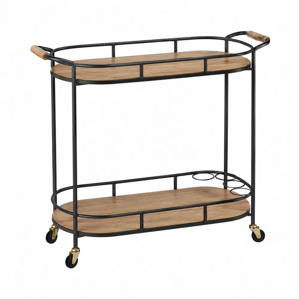 Carrello bar in metallo e legno compensato con ruote