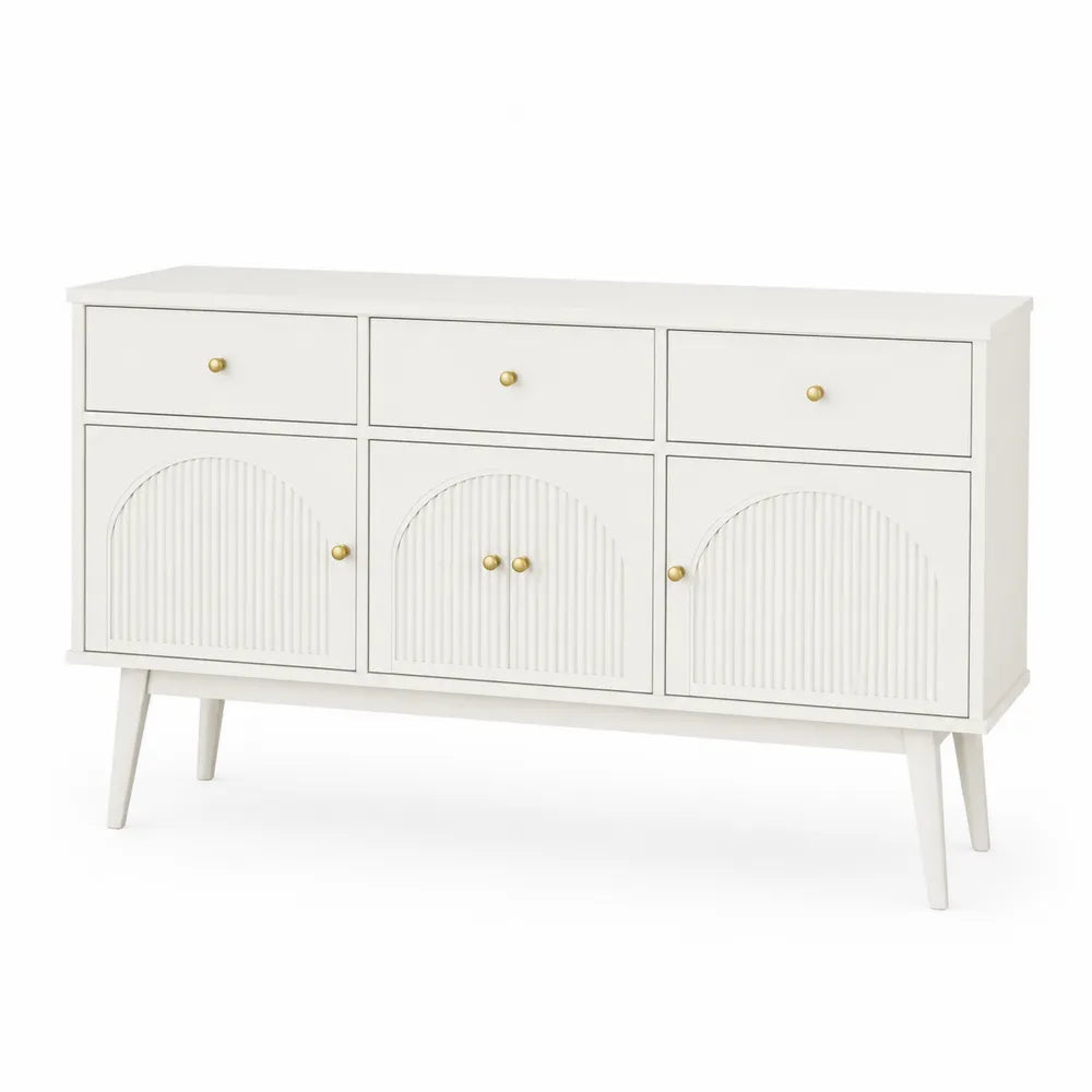 Credenza bianca in MDF con 3 cassetti e 3 ante