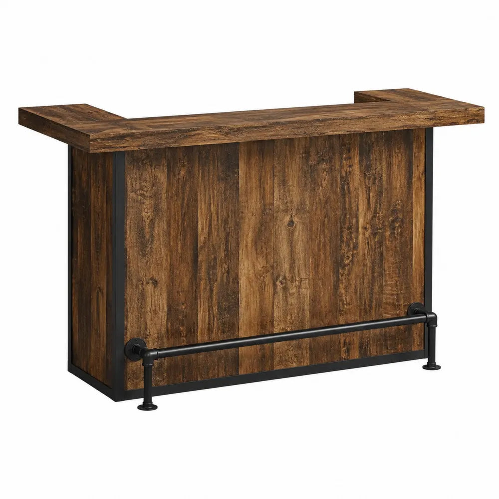 Bancone bar in legno e metallo nero 140x60x105 cm