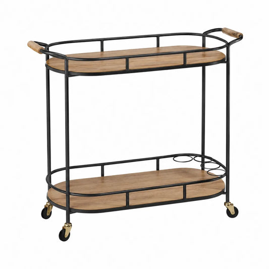 Carrello bar in metallo e legno compensato con ruote
