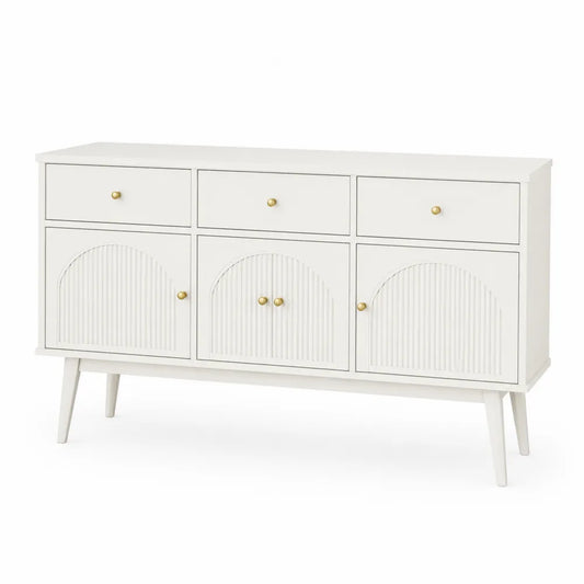 Credenza bianca in MDF con 3 cassetti e 3 ante