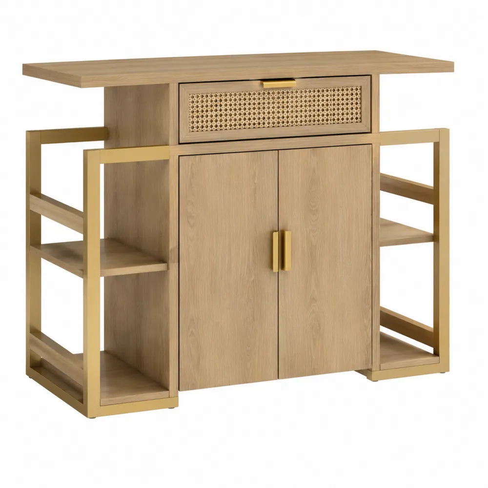 Credenza in Legno Rovere e Metallo Verniciato, 2 Porte, 1 Cassetto, 4 Ripiani