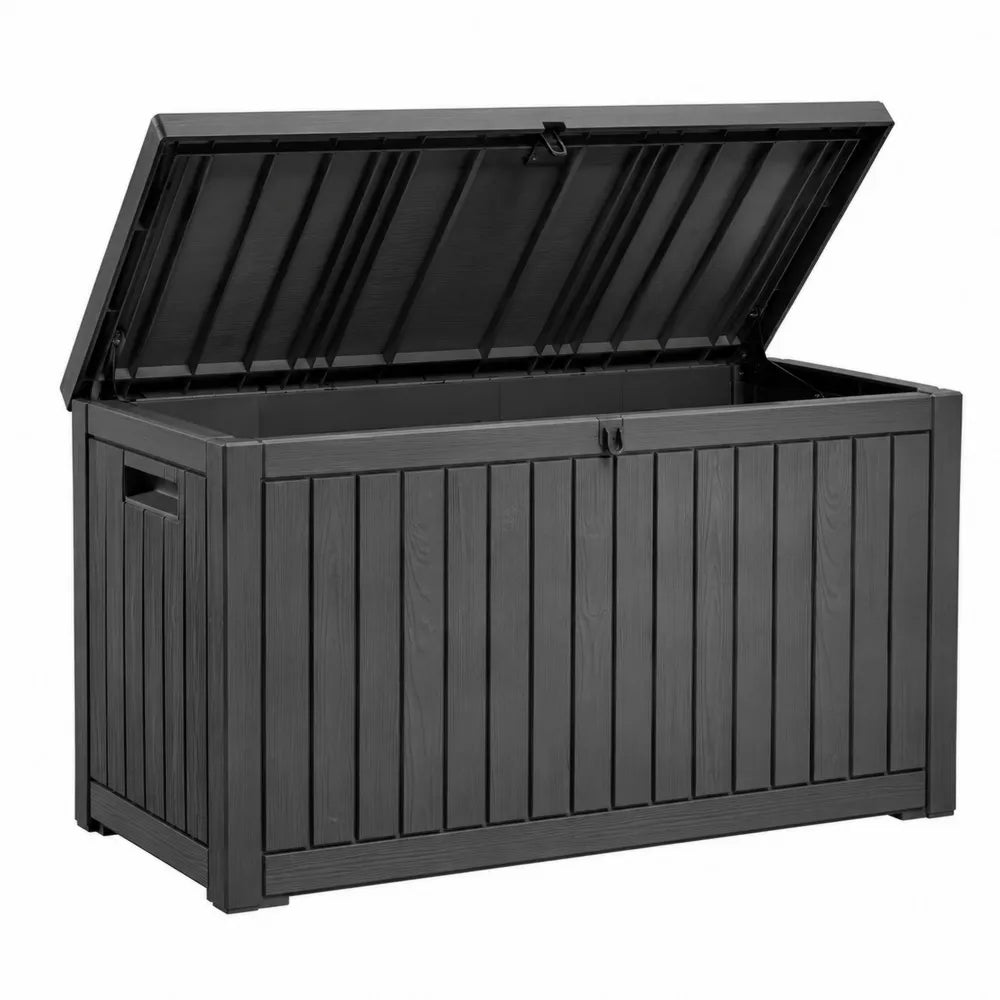 Cassapanca da Giardino in Plastica Grigio Scuro 120x45x60 cm